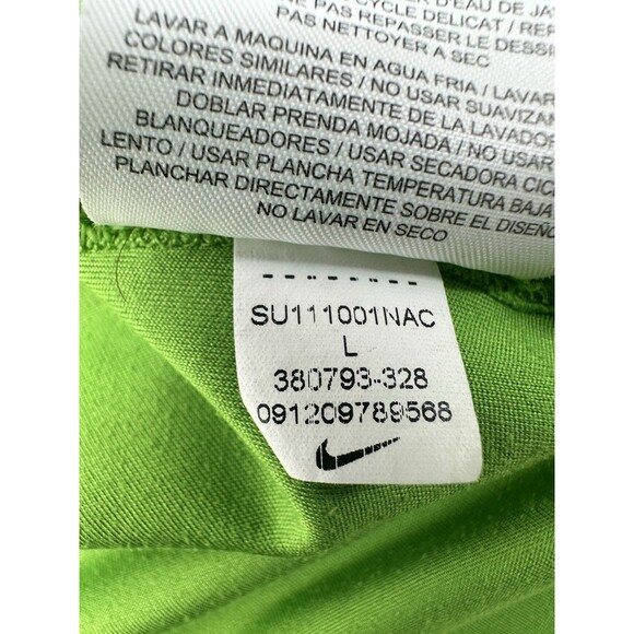 Nike Running Shirt Mens Large Dri Fit Solid Green Short Sleeve Run Breathable - Picture 6 of 9